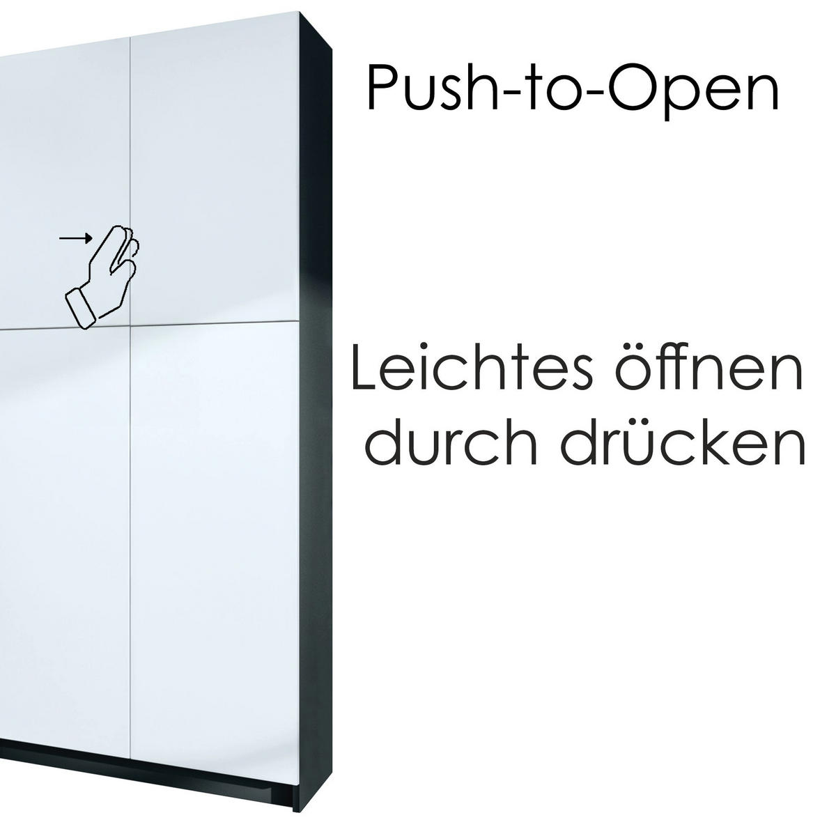 AKTENSCHRANK Elona M1, Büroschrank mit Soft-Close & Push-to-Open, Schwarz/Weiß matt (82 x 184 x 37 cm) - Weiß, Holzwerkstoff (82/184/37cm) - InnoFurn