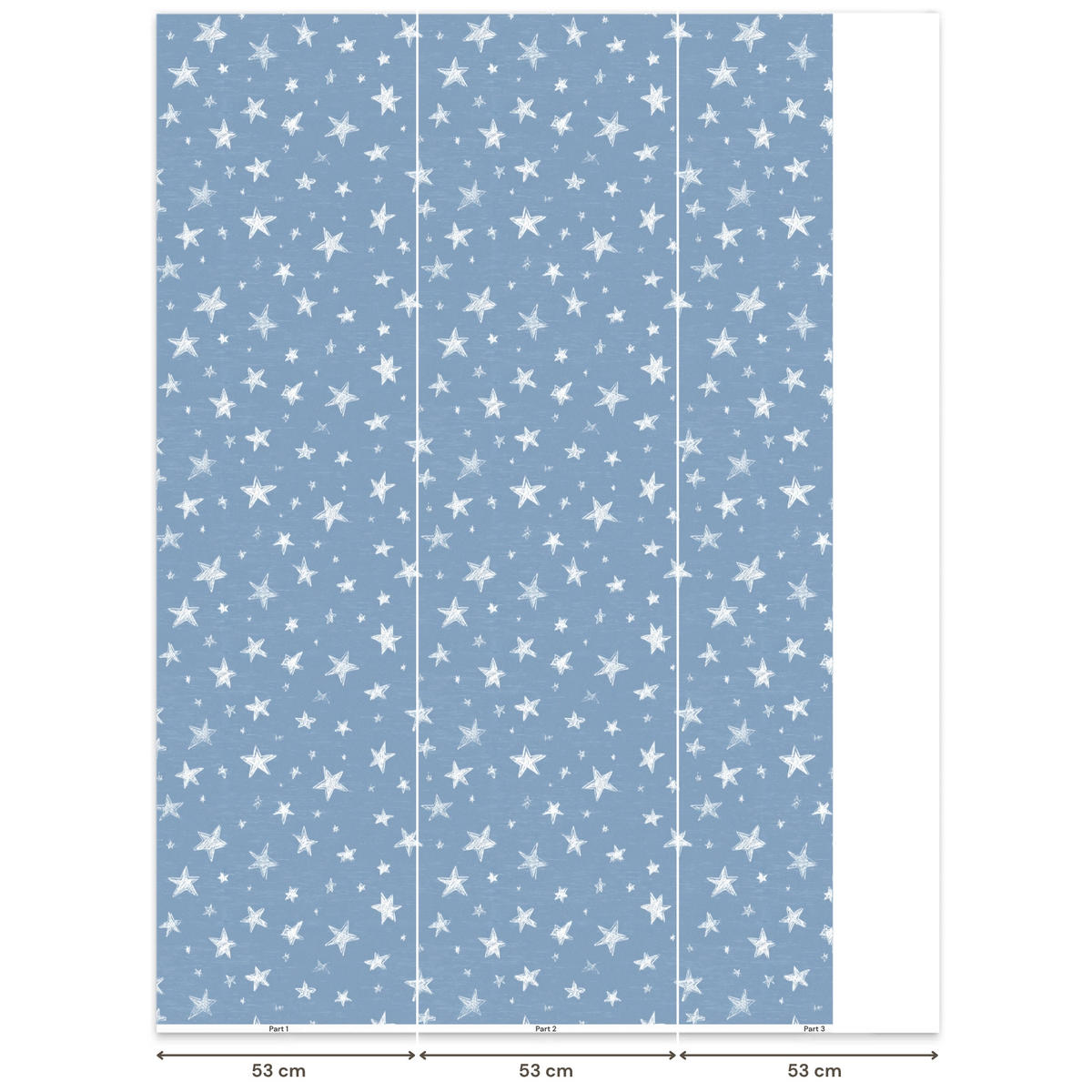 KINDERTAPETE - Sterne - Muster - Blau - 140x220 cm - Hellblau, Papier (140/220cm) - OnlyWow