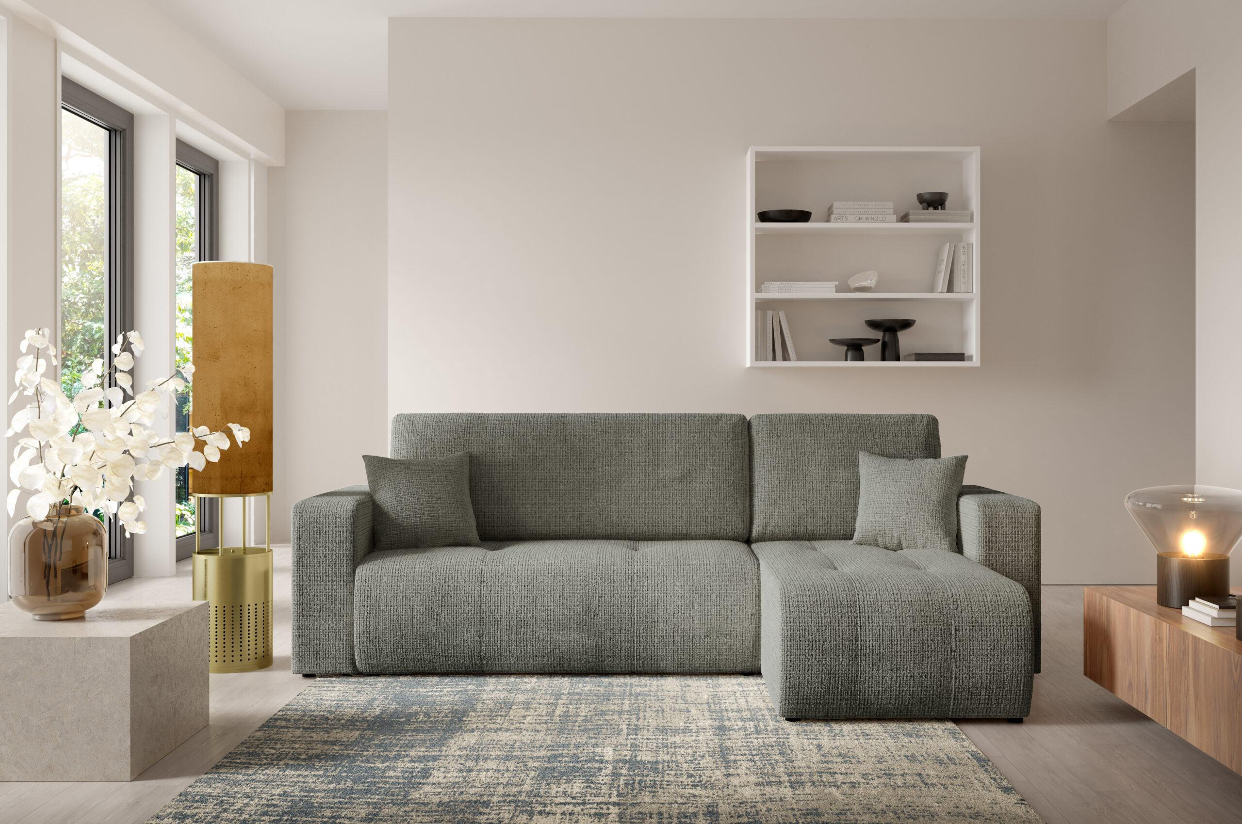 ECKSOFA mit Schlaffunktion Grau Anthrazit - Grau, Textil (244/145cm) - Furnisell