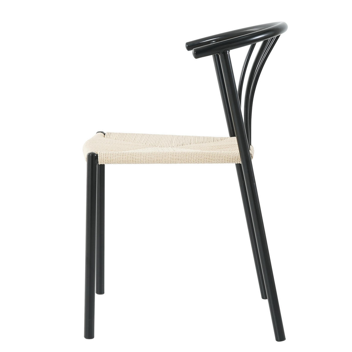 ESSZIMMERSTUHL - 2er-Set - Eisen - Beige/Schwarz, Kunststoff/Textil (52/78/51cm) - home24