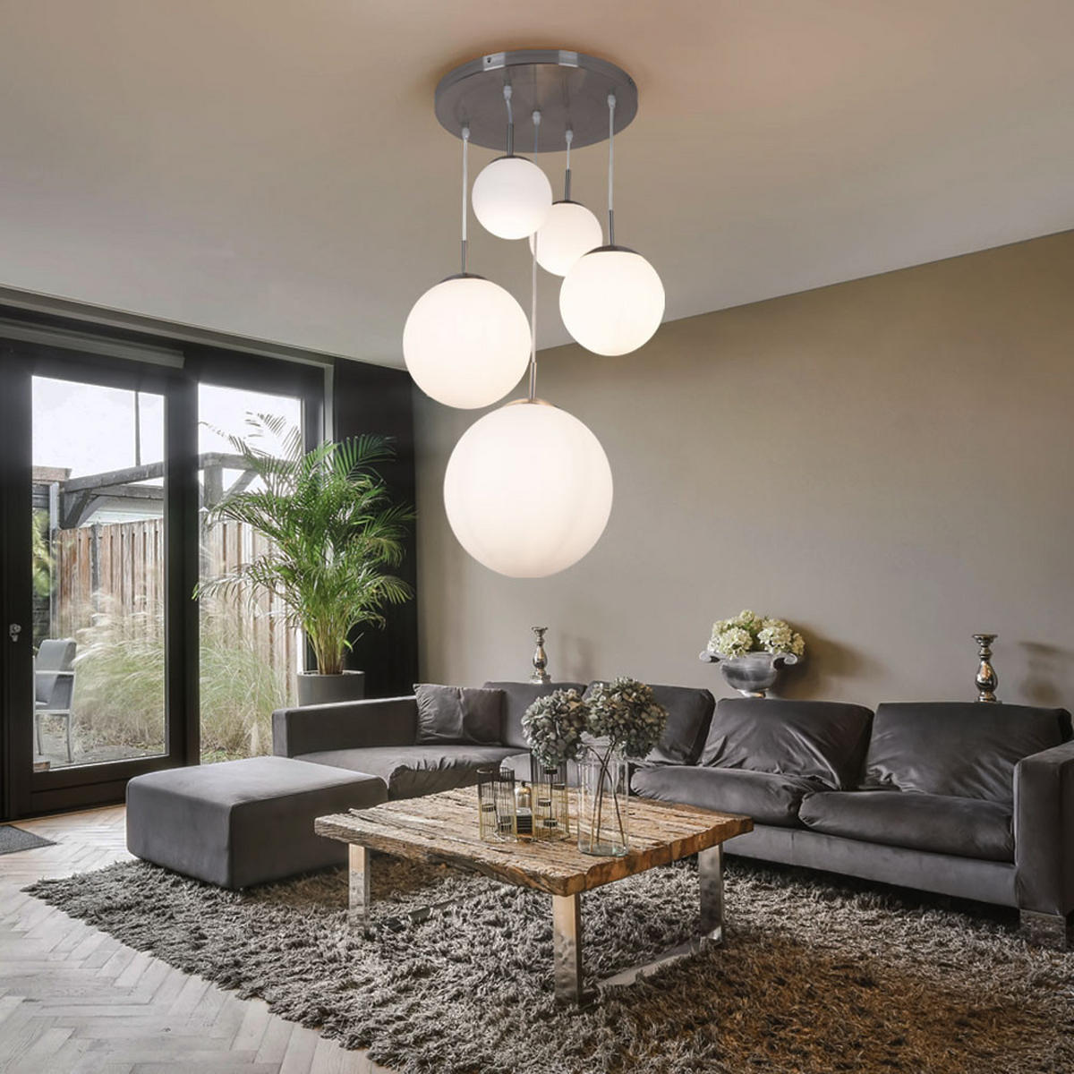 LED HÄNGELEUCHTE BALLO Metall Weiß - Weiß, Metall (50/50/90cm) - Globo Lighting