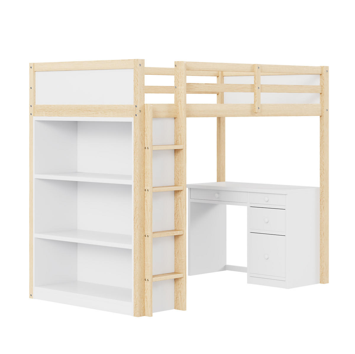 HOCHBETT 90/200 cm aus Holzwerkstoff mit Schreibtisch, Stauraumschrank und flexiblem Aufbau, Natur Holzwerkstoff - Naturfarben, Holzwerkstoff (90/200cm) - Redom