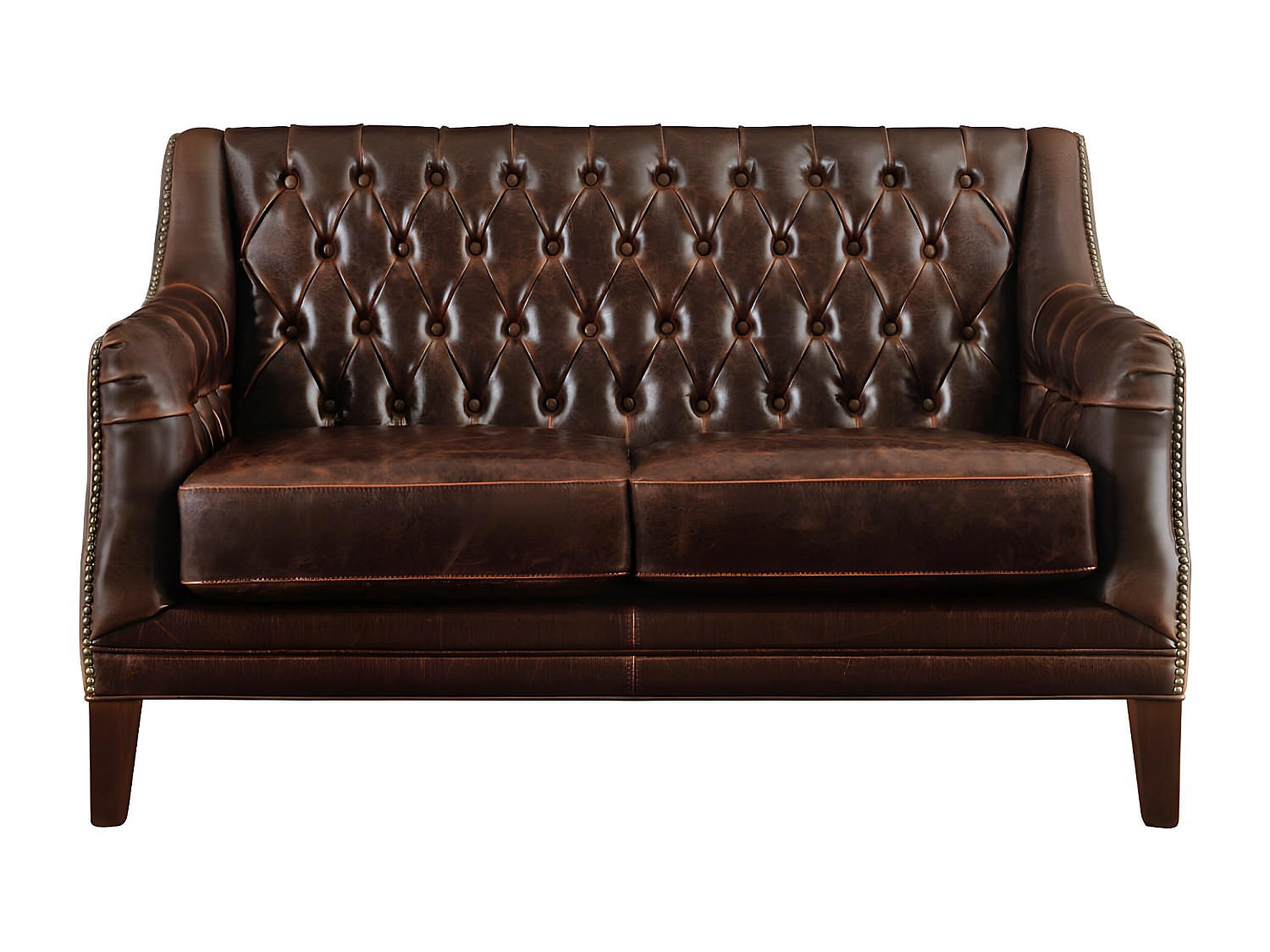 SOFA ohne Schlafmöglichkeit - 2 Personen - Leder - Schokoladenbraun - - Braun, Leder (138/84/84cm) - Vente-Unique