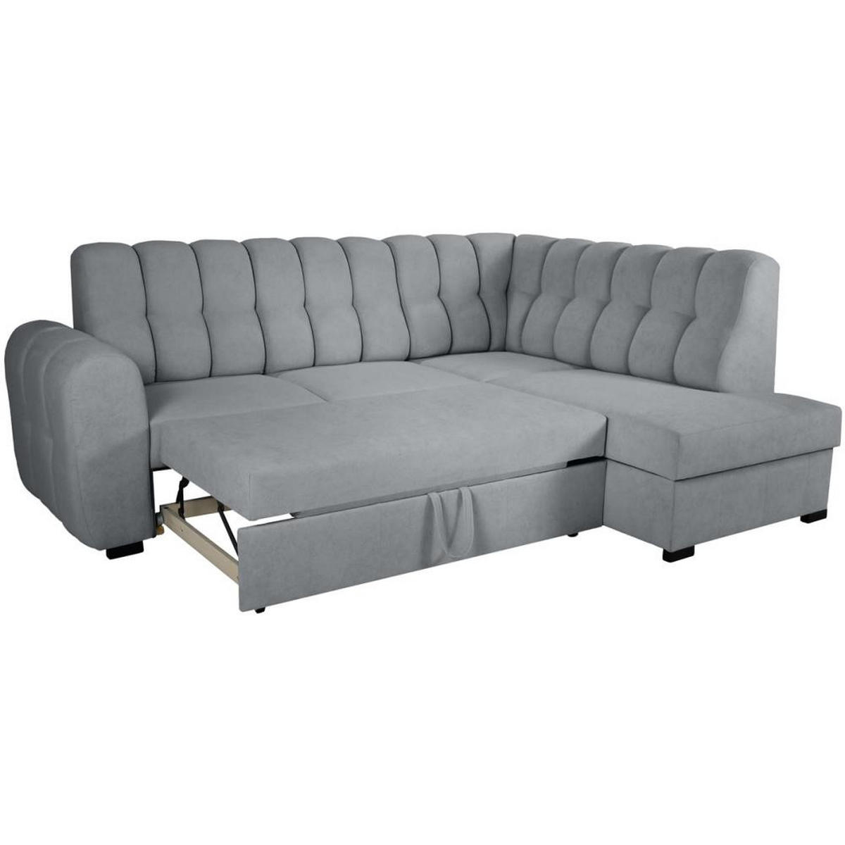 ECKSCHLAFSOFA Zoja rechts hellgrau - Hellgrau/Schwarz, Textil (261/193cm) - Beautysofa