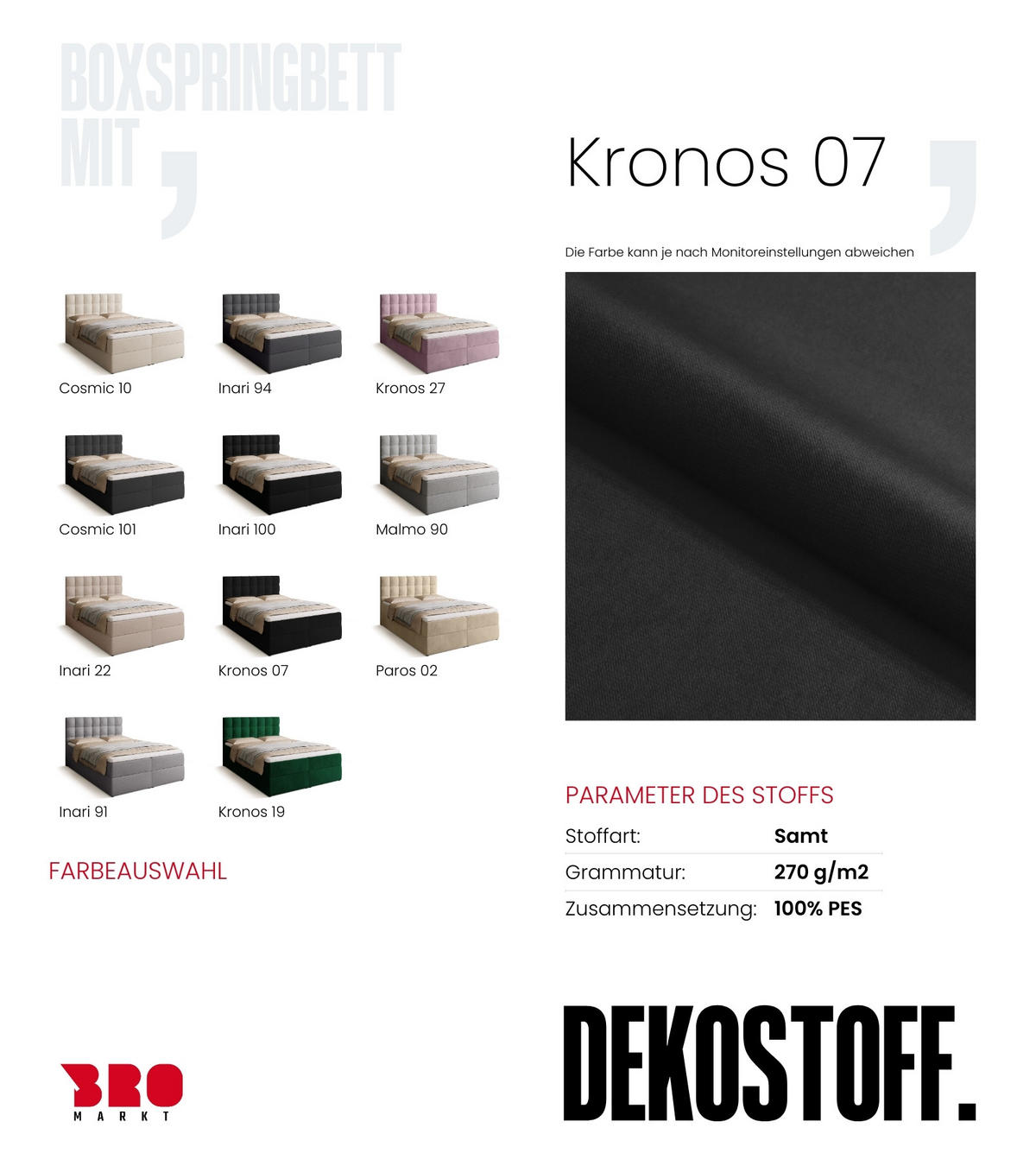 BOXBETT Detroit mit Topper 140/200 Schwarz - Schwarz, Holzwerkstoff/Textil (140/200cm) - Bromarkt