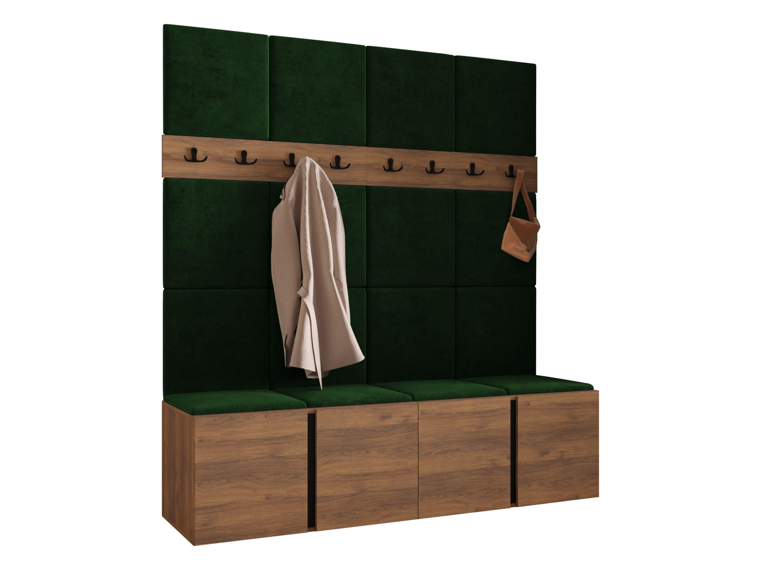 MOBILIER PENTRU HOL Orion V - culoare lemn de nuc/verde, material plastic/compozit lemnos (168/186/46cm) - MIRJAN24