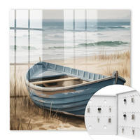 SCHLÜSSELBOX Weiß 30x30 cm – Türöffnung nach rechts - Strandboot - Blau, Metall (30/30/5cm) - TULUP