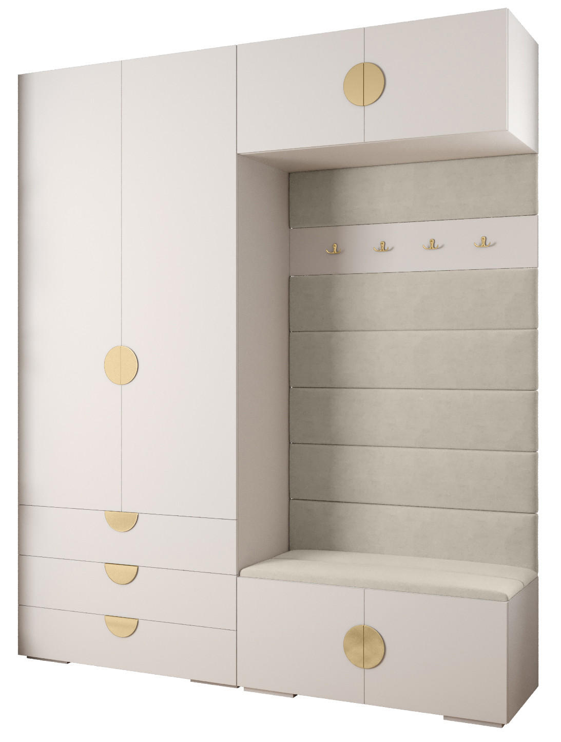 GARDEROBEN-SET 236,7/200/47 - Beige/Goldfarben, Holz/Metall (200/236.7/47cm) - Abiks Möbel