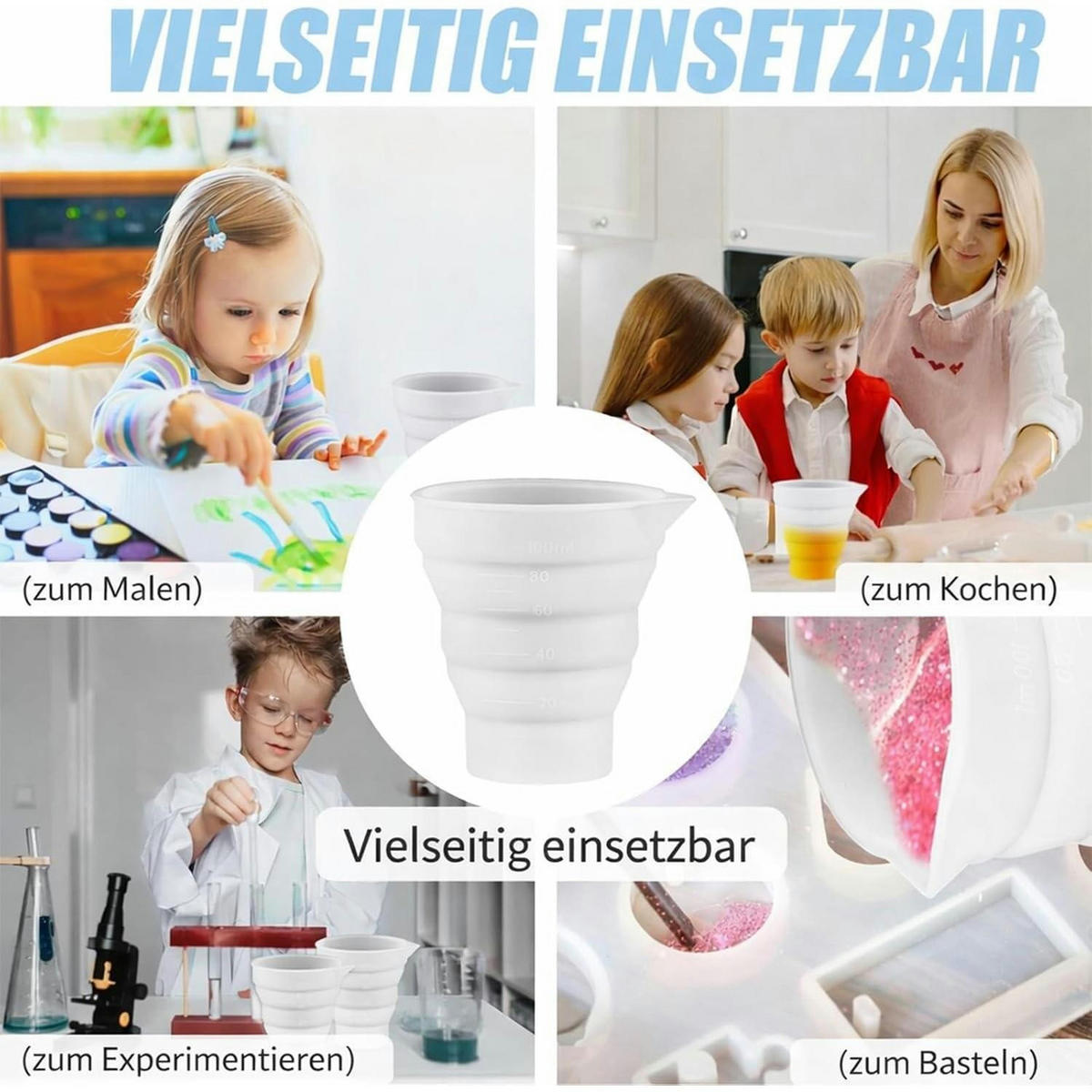MESSBECHER faltbar Silikon 500 ml - Weiß, Kunststoff (0.5L)