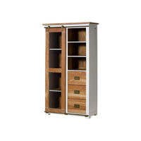 VITRINE Mango 100x45x175 weiß lackiert RAILWAY #526 - Weiß, Holz (100/175/45cm) - Massivmoebel24