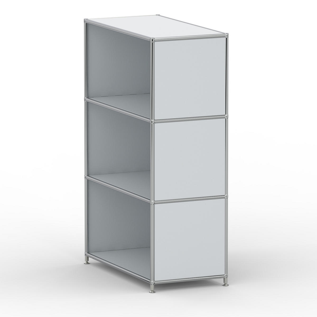 AKTENSCHRANK Büro, 3 offene Fächer, Breite 77 cm, Lichtgrau - Chromfarben/Hellgrau, Metall (40/118/77.2cm) - Versee
