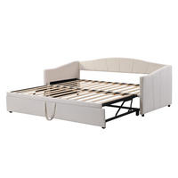 SCHLAFSOFA ausziehbar 90/180x200 cm Samt Beige mit Lattenrost - Beige, Metall (90/200cm) - Meubliv