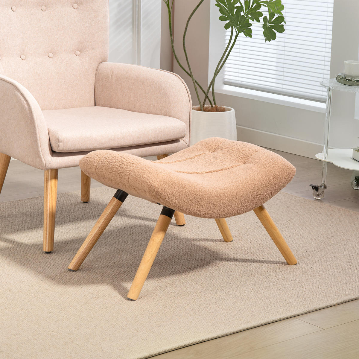 SITZHOCKER, Fußhocker, Polsterhocker, Fußstütze bis 120 kg belastbar Braun - Braun, Kunststoff (45/38/67cm) - HOMCOM