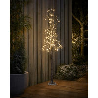 LED-BAUM 150 cm mit 240 neutralweißen LEDs und Schneeverzierung für Innen und Außen, 5 Meter Kabel - Weiß, Kunststoff (17/17/150cm) - Northpoint