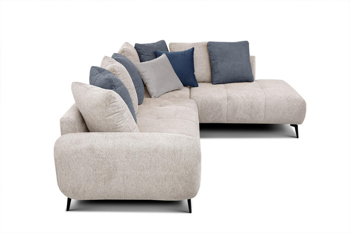 ECKSOFA EVENTO 5-Sitzer, creme - Creme/Schwarz, Holzwerkstoff/Textil (266/206cm) - Courtois Laville