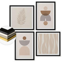 WANDBILDER 4er-Set - 50x50 cm & 40x60 cm Schwarzer Rahmen - Abstrakte Formen braun beige - Schwarz, Kunststoff (50/50cm) - ArtPrintCave