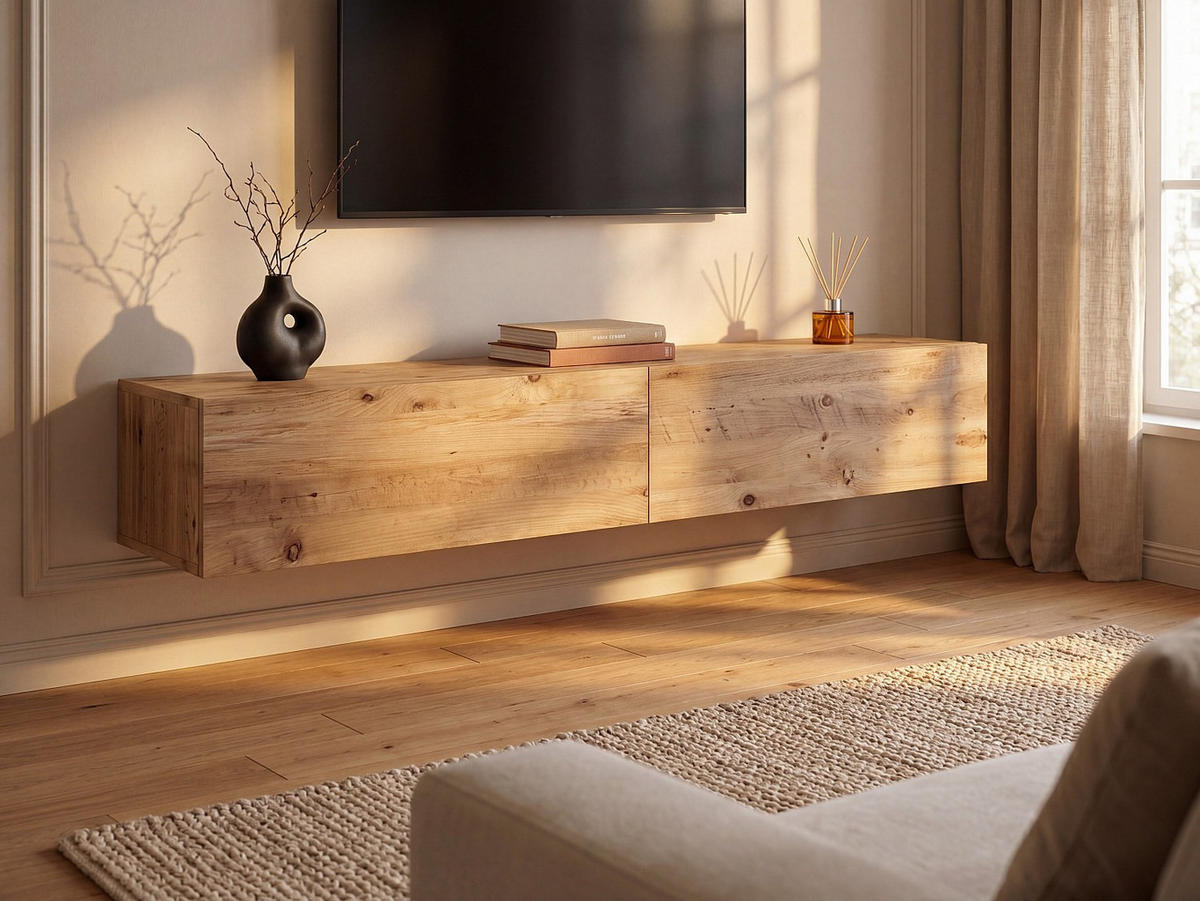 TV-HÄNGESCHRANK - 180 x 31.6 - holz - naturfarben hell Aubepina - Naturfarben, Holz (180/29.6/31.6cm) - Vente-Unique