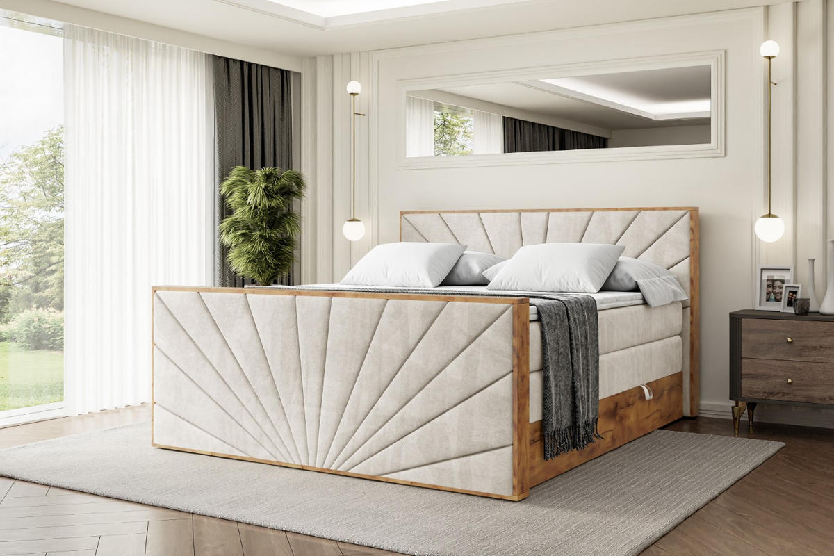 BOXSPRINGBETT mit Matratze H3|H4 und Lattenrost - LOLLI6-Z KING-180x200 - Beige Casablanca - Beige, Holzwerkstoff (180/200cm) - ALTDECOR