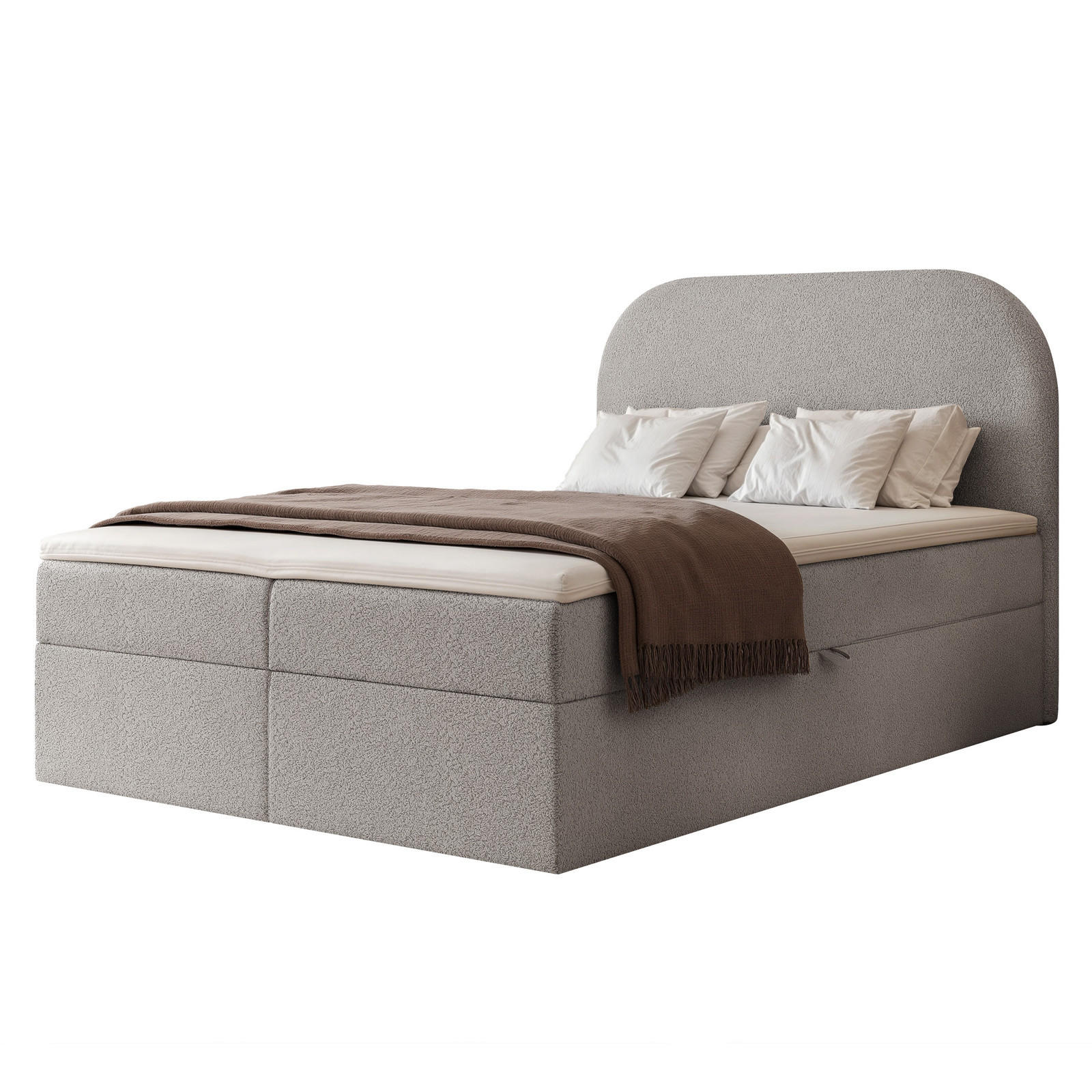 BOXBETT FUZZI 120x200 cm Grau (Stoff Monte) - mit 2 Bettkästen, Bonellmatratze und weichem Kopfteil - Grau, Holzwerkstoff/Textil (120/200cm) - Ravio