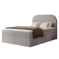 BOXBETT FUZZI 120x200 cm Grau (Stoff Monte) - mit 2 Bettkästen, Bonellmatratze und weichem Kopfteil - Grau, Holzwerkstoff/Textil (120/200cm) - Ravio