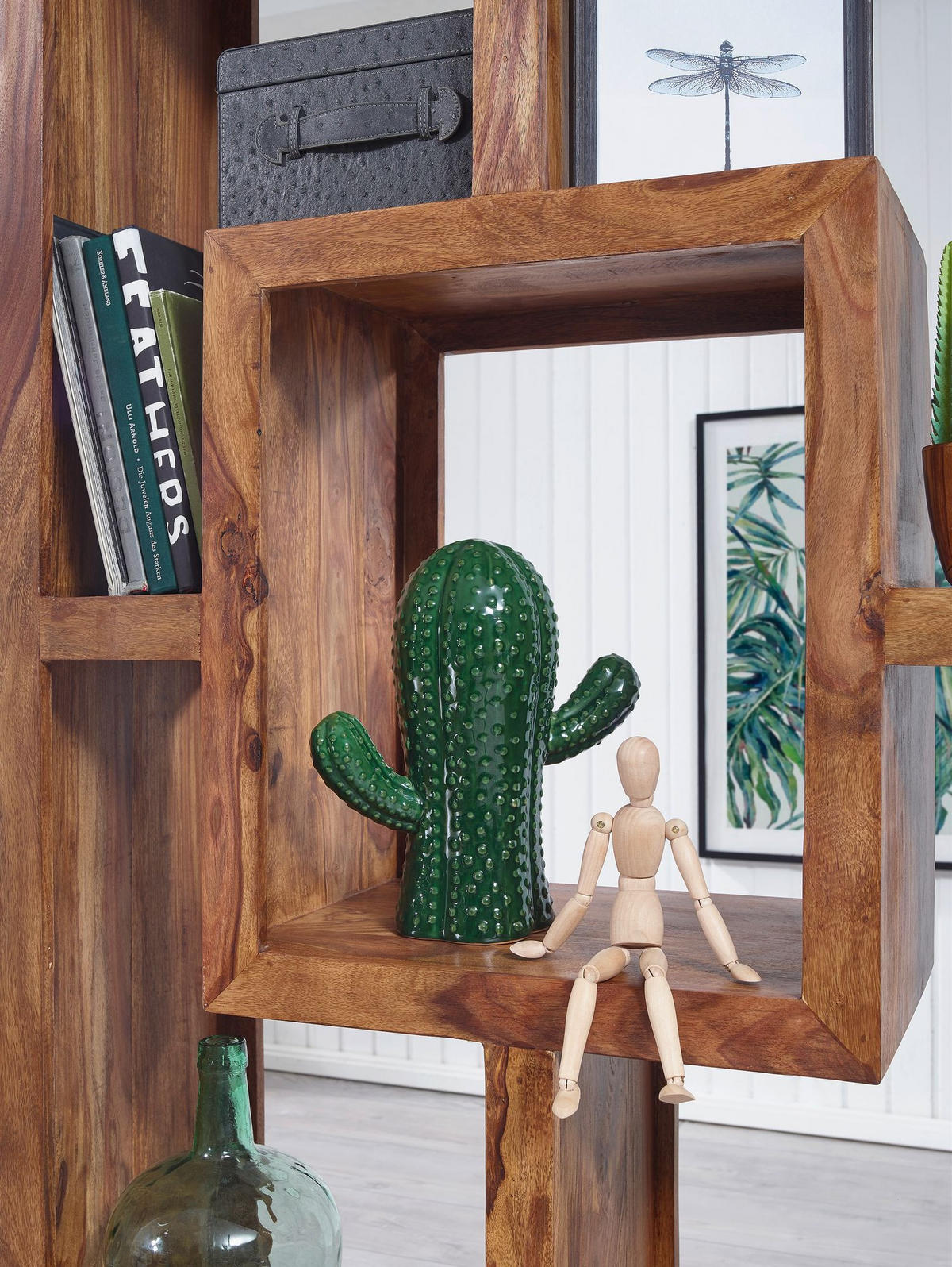 BÜCHERREGAL – NAKO, Naturholz, 90x180 cm, Landhausstil, mit Ablagefächern - Braun, Holz (90/180/35cm) - KADIMA DESIGN