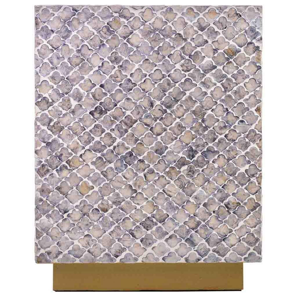 HOCKER aus Holz und Capiz, grau, 35x45cm - Grau, Holz (35/45/35cm) - Wanderlust