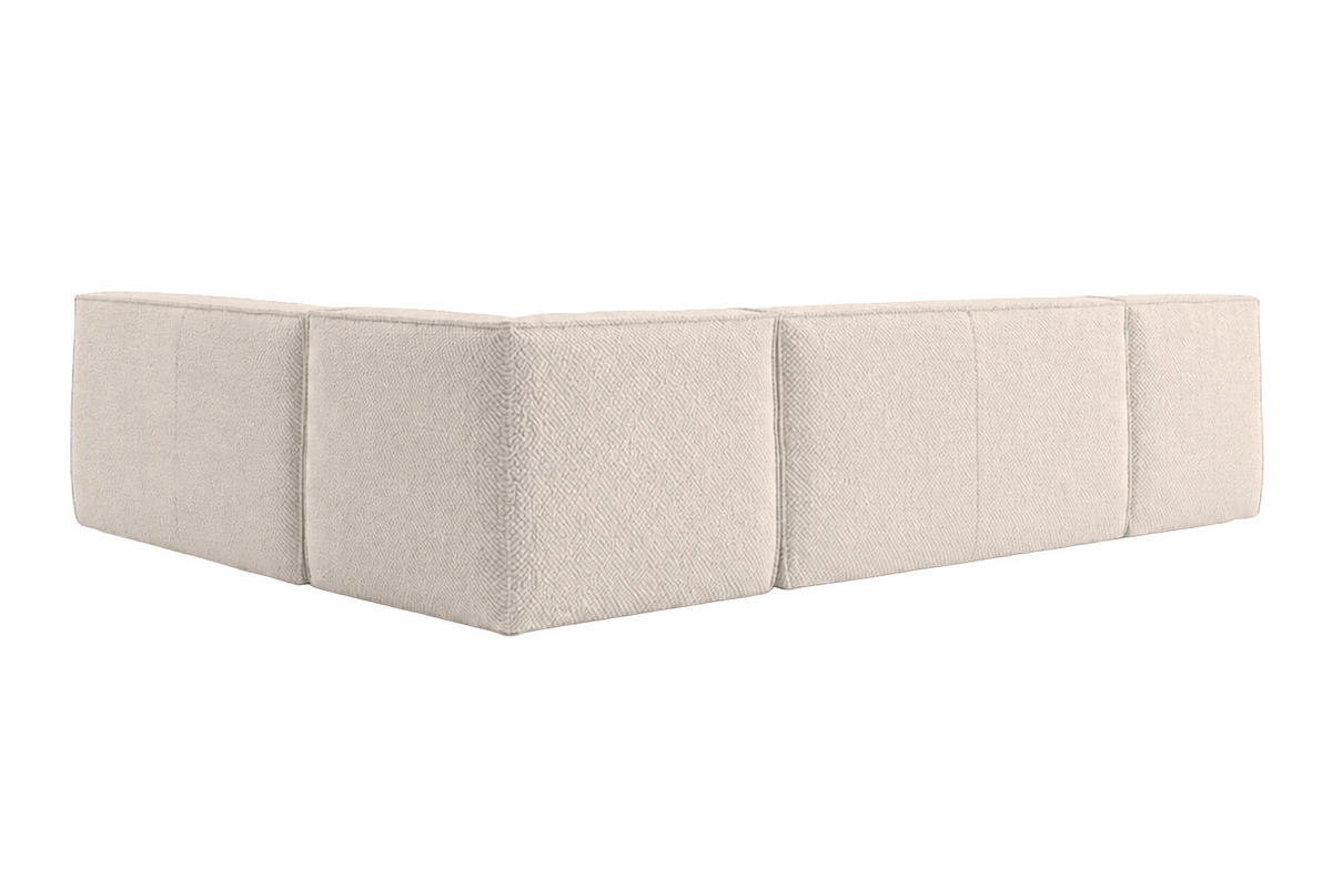ROHOVÁ SEDAČKA modulární ve tvaru L, plyšová tkanina Pop, Béžová, Pravá strana, LAZY L - béžová, dřevo (333/253cm) - Kaiser Möbel