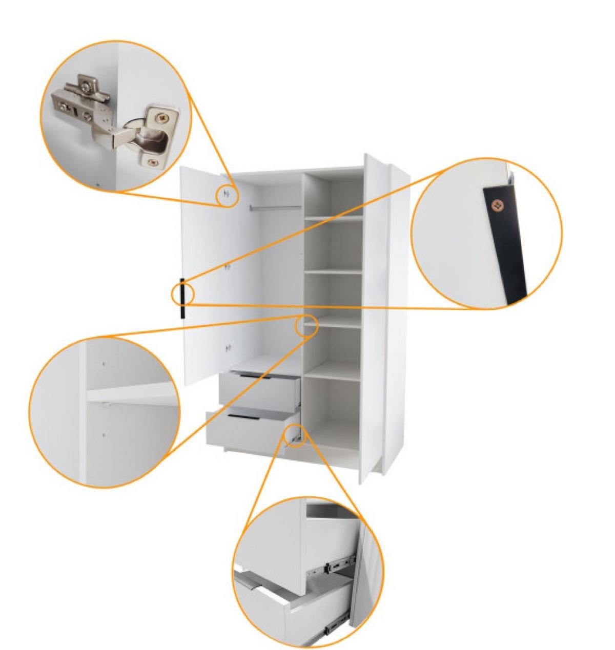 SCHRANK Schwarz Weiß NIKOLA 103 Mit Verstellbaren Regalen - Schwarz/Weiß, Holzwerkstoff (102/200/51cm) - Sepro Meble