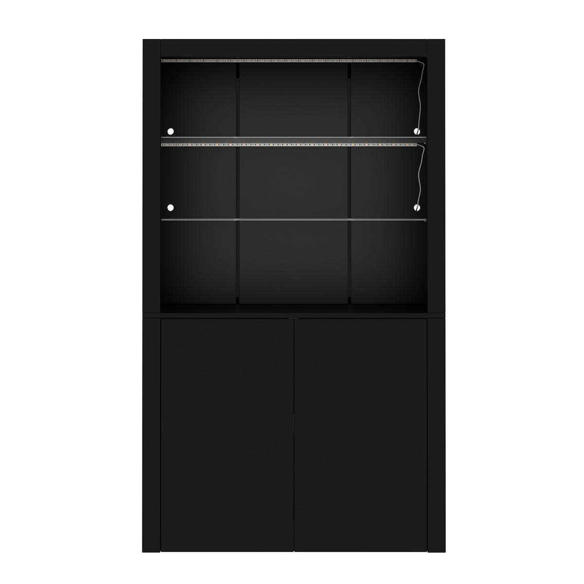 VITRINE 100/35/170 cm Schwarz aus MDF, Glas und Spanplatte mit LED - Schwarz, Holzwerkstoff (100/170/35cm) - OKWISH