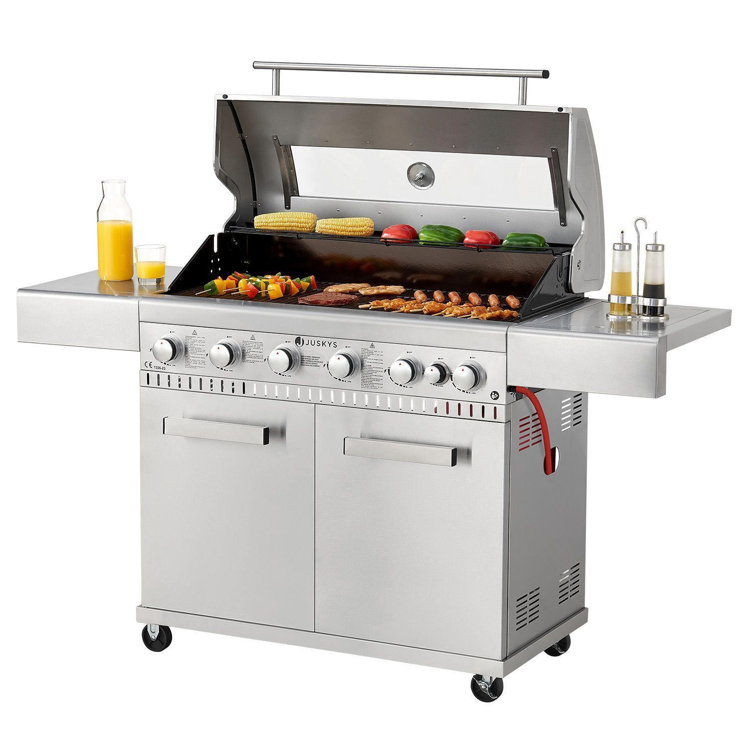 GASGRILL Minnesota silber 6+1 - Silberfarben, Metall (170/115/54cm) - Juskys