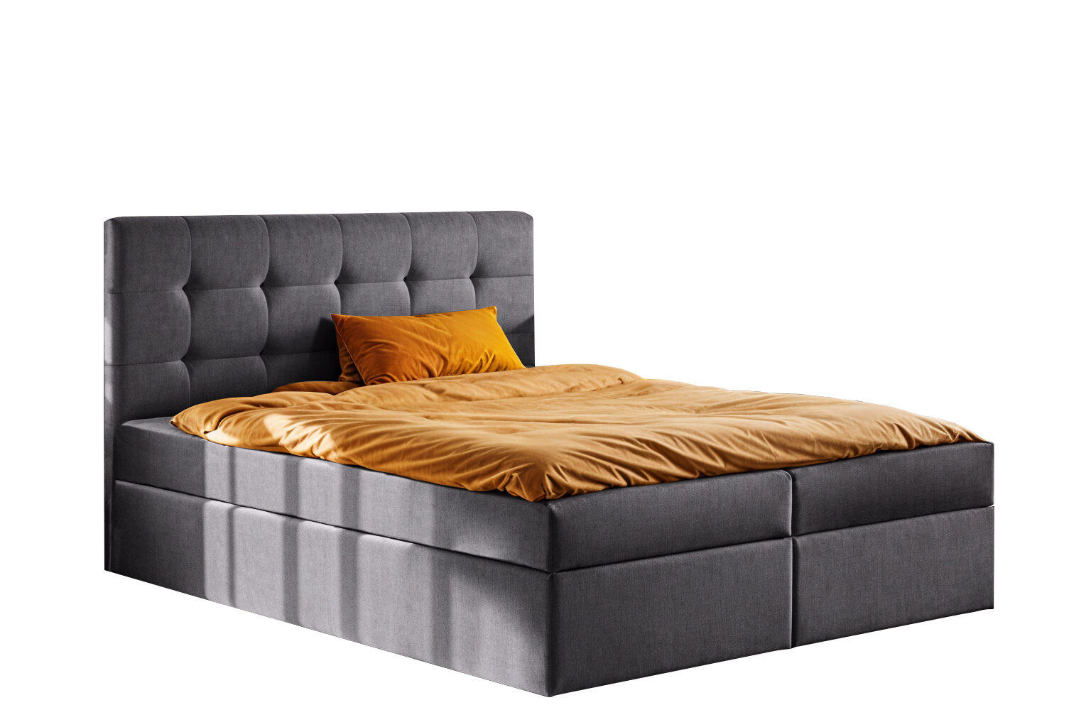 BOXBETT Mit Matratze Und Bettkasten LUDANO Stoff Noel Dunkelgrau 140x200 cm H3-Bonell - Dunkelgrau, Holz (140/200cm) - Kaiser Möbel