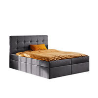 BOXBETT Mit Matratze Und Bettkasten LUDANO Stoff Noel Dunkelgrau 140x200 cm H3-Bonell - Dunkelgrau, Holz (140/200cm) - Kaiser Möbel