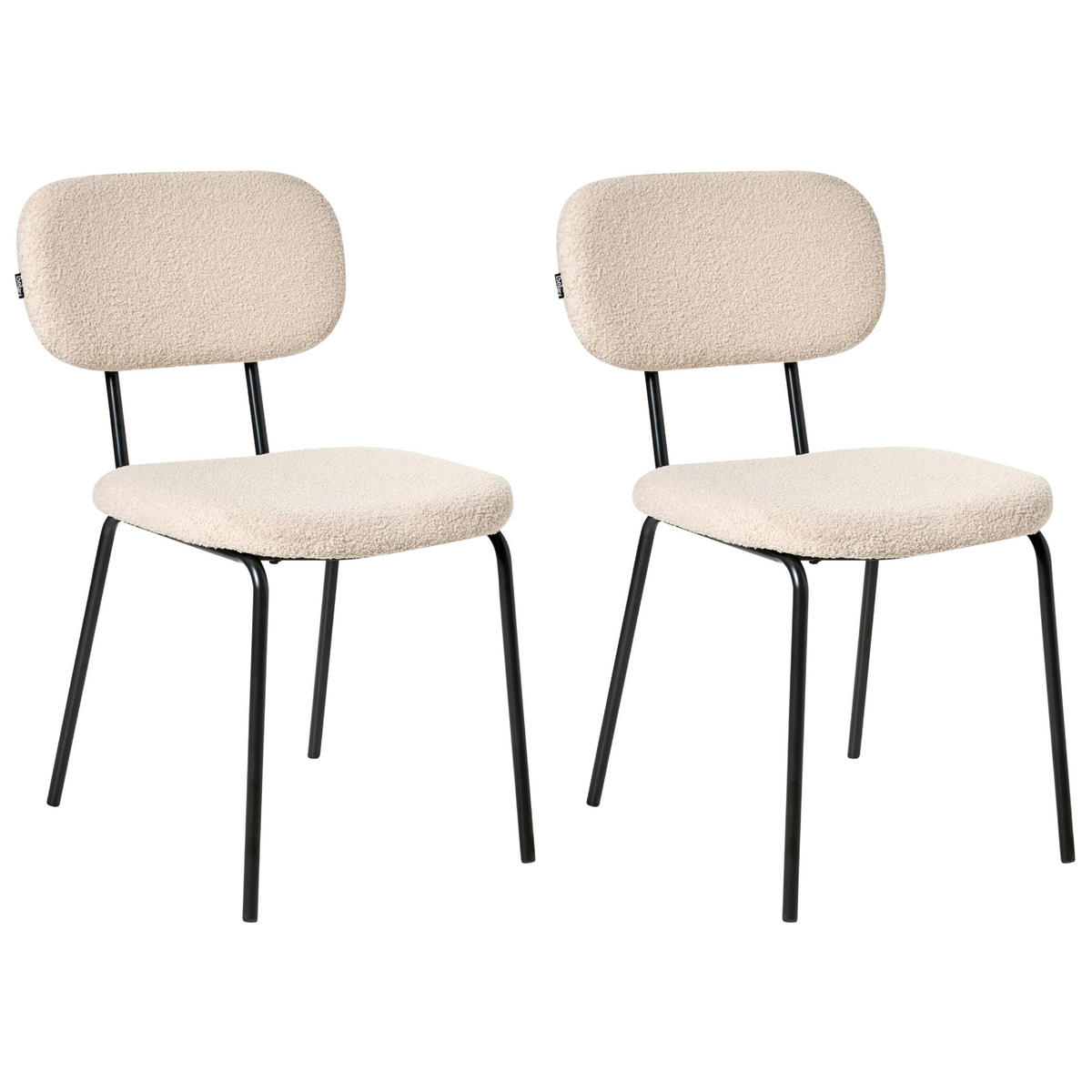 ESSZIMMERSTUHL 2er-Set Beige Adair - Beige/Schwarz, Textil (50/83/62cm) - Beliani