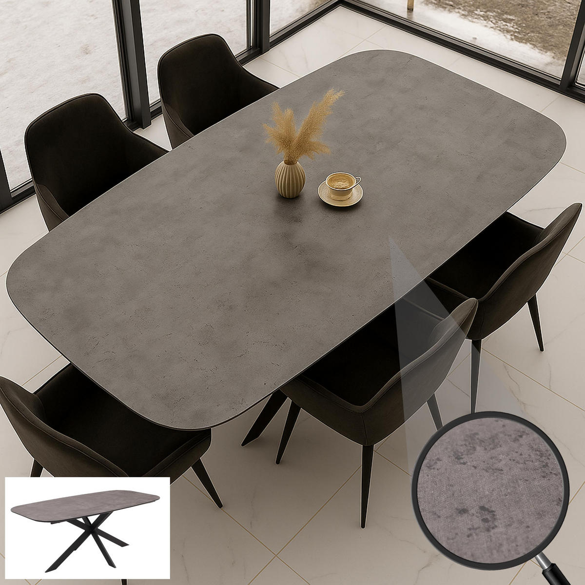 ESSZIMMERTISCH oval Grau - Grau, Holzwerkstoff (100/200/77cm) - MCW