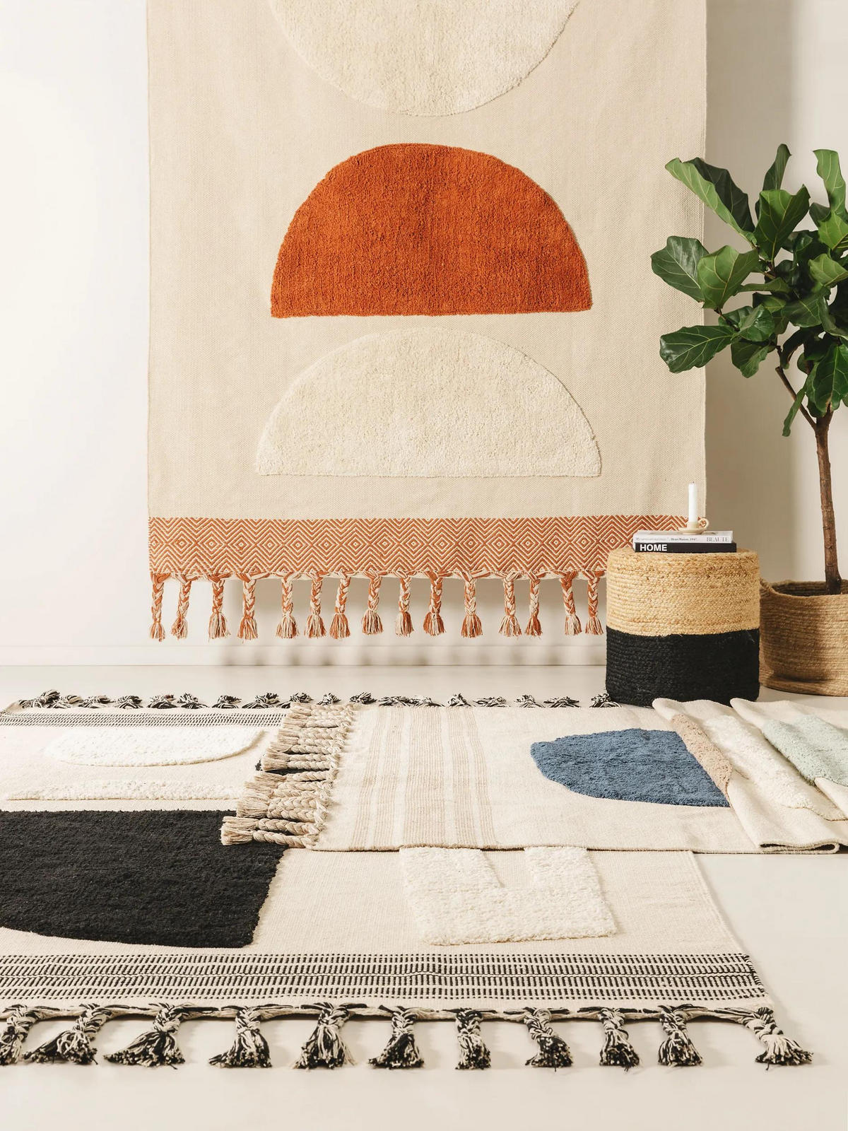 BAUMWOLLTEPPICH Gibson Schwarz/Weiß 200x300 cm - Schwarz, Textil (200/300cm) - benuta Pop