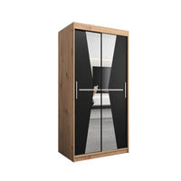 SCHWEBETÜRENSCHRANK 200/100/62 2-türig - Silberfarben/Schwarz, Holz/Kunststoff (100/200/62cm) - Abiks Möbel