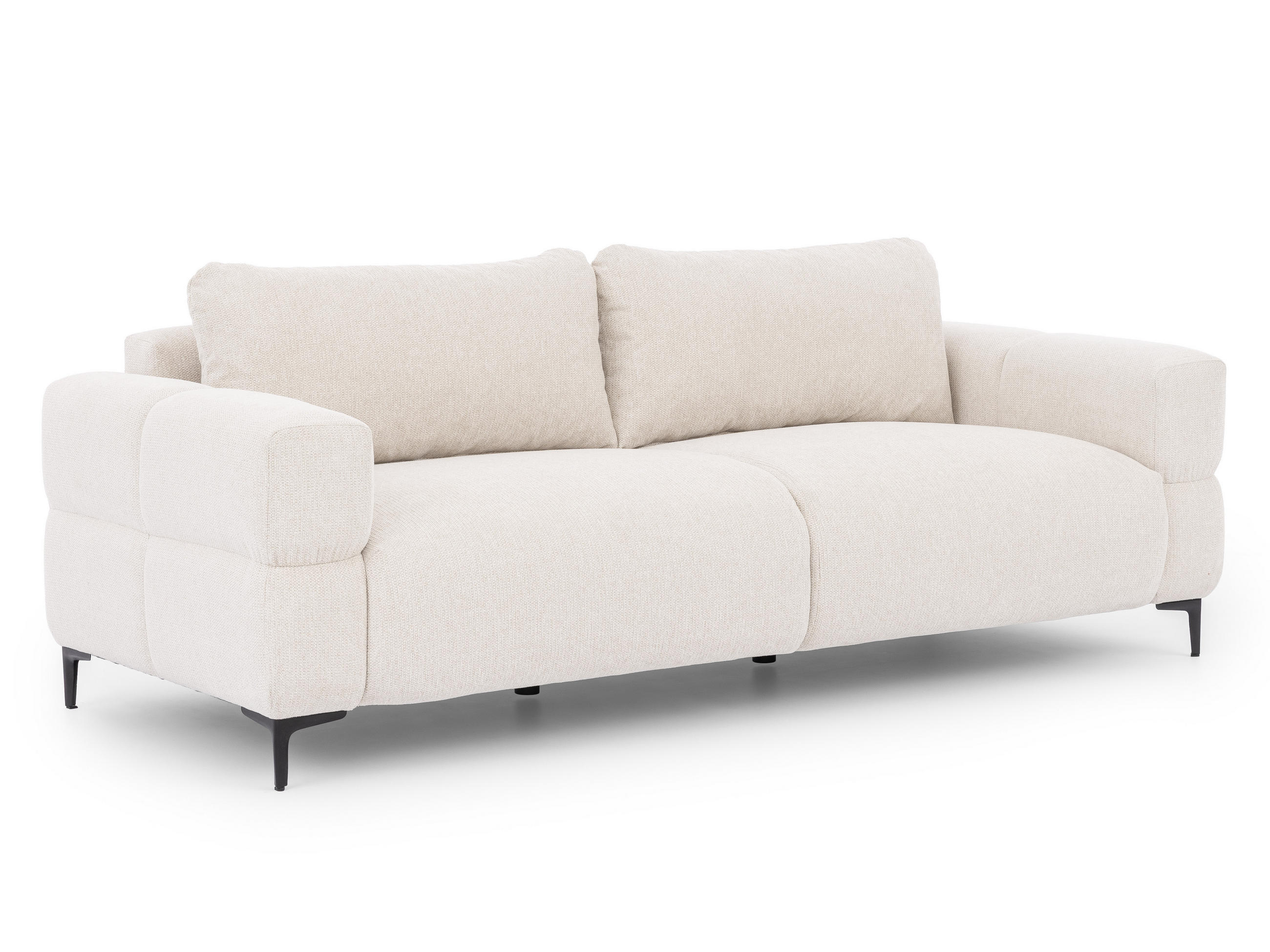 3-SITZER-SOFA Cardea in Bubble-Optik aus weichem Hellbeige Strukturstoff mit hohem Sitzkomfort - Beige/Schwarz, Holz/Textil (217/80/97cm) - S-Style Möbel