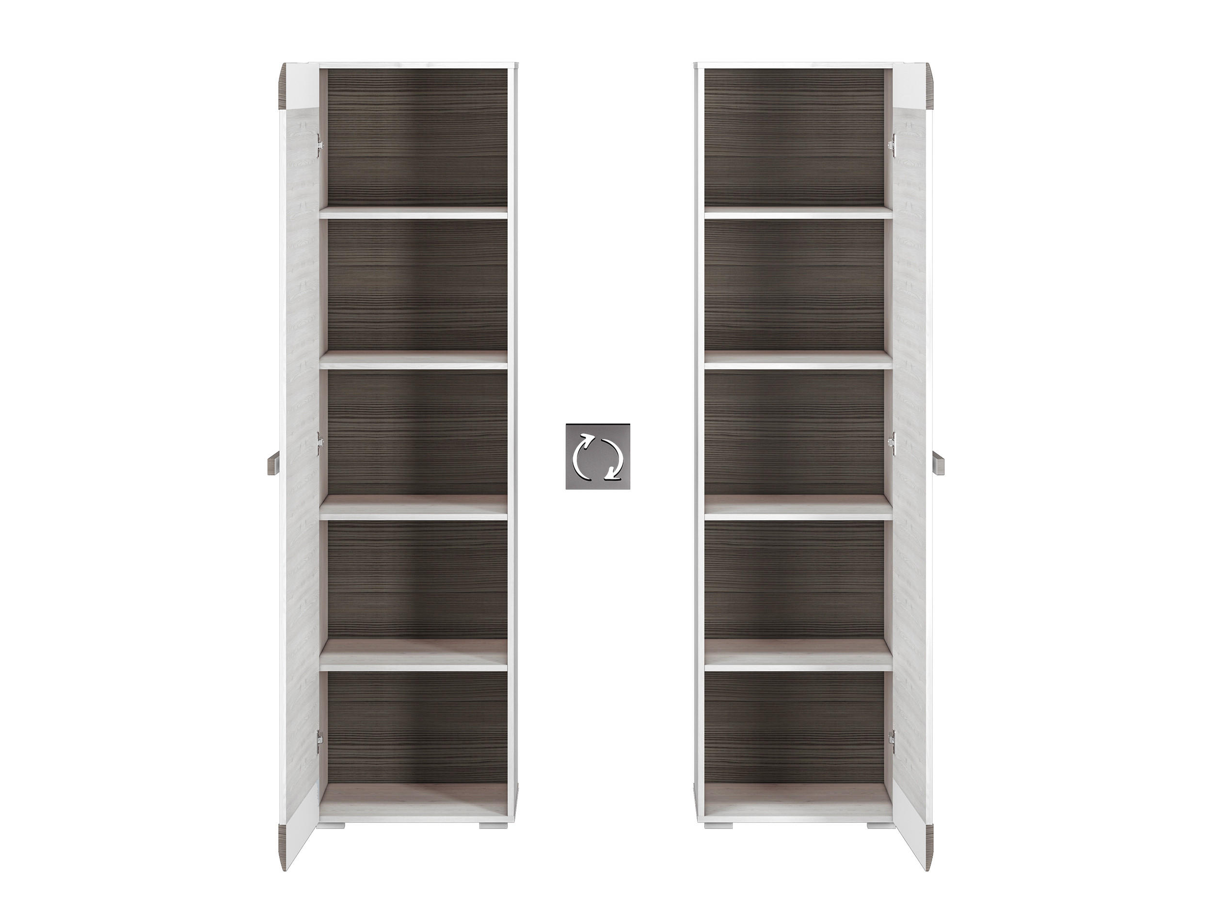 STAURAUMSCHRANK Blanco Pinie weiß / grau 55 / 42 / 202cm - Weiß, Holz/Holzwerkstoff (55/202/42cm) - Feldmann-Wohnen