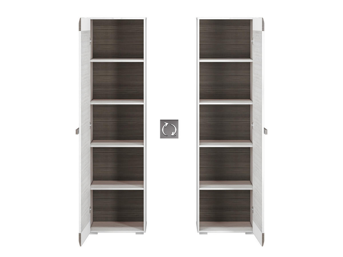 STAURAUMSCHRANK Blanco Pinie weiß / grau 55 / 42 / 202cm - Weiß, Holz/Holzwerkstoff (55/202/42cm) - Feldmann-Wohnen