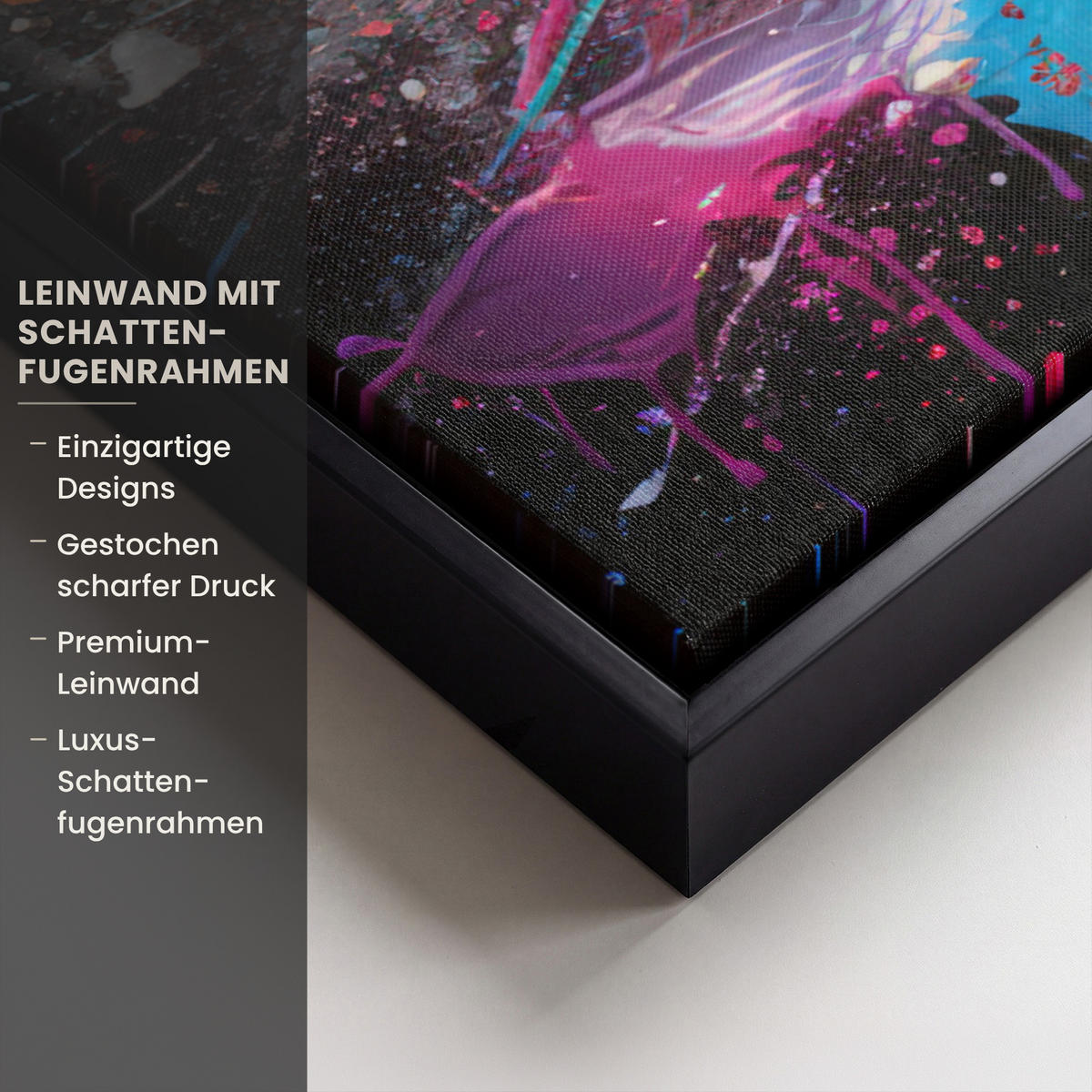 LEINWAND Bilder mit Rahmen - Fußball - Farbe - Farben - Schwarz - Weiß - 50x50 - Weiß, Textil (50/50cm) - MuchoWow