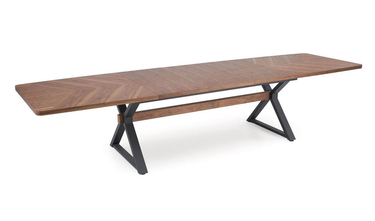 ESSTISCH Baron Nussbaum / schwarz 200-350 / 100 / 75cm - Nussbaumfarben/Schwarz, Holz/Holzwerkstoff (100/350/75cm) - Feldmann-Wohnen