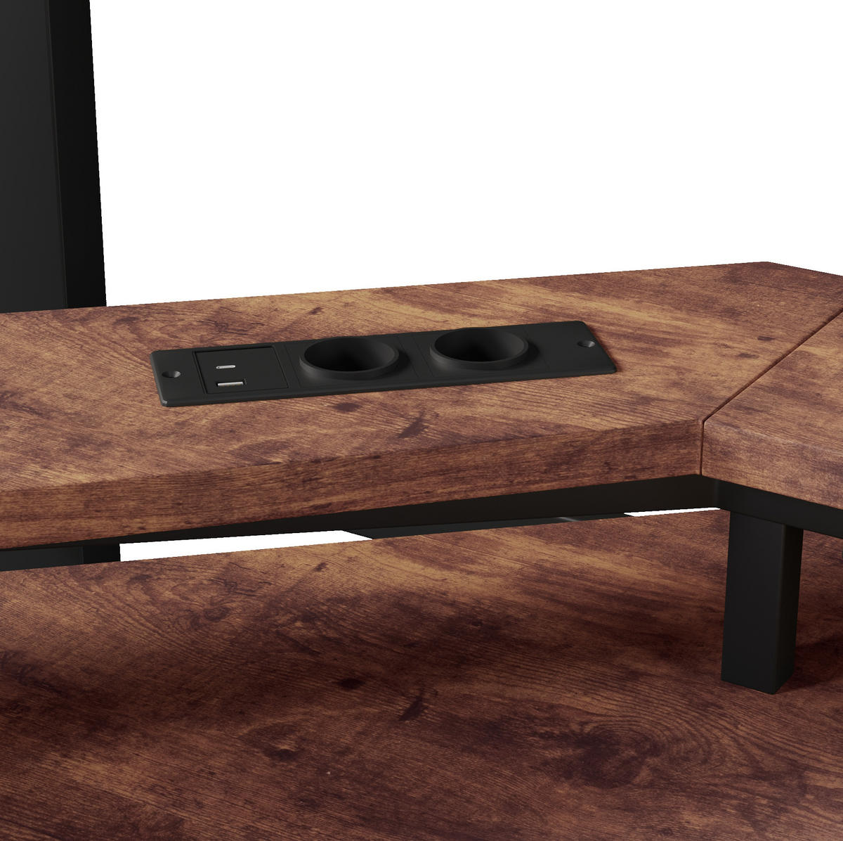 HOCHBETT 140/200 cm Schwarz aus Metall und MDF mit Schreibtisch - Schwarz, Metall (140/200cm) - OKMYHOME