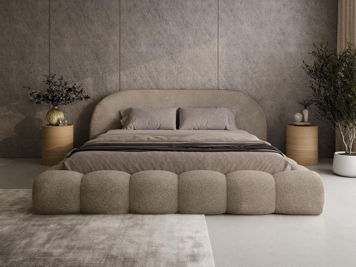 POLSTERBETT Metallrahmen 180x200 Hellbraun OMBIS - Hellbraun, Holzwerkstoff (180/200cm) - Compleo24