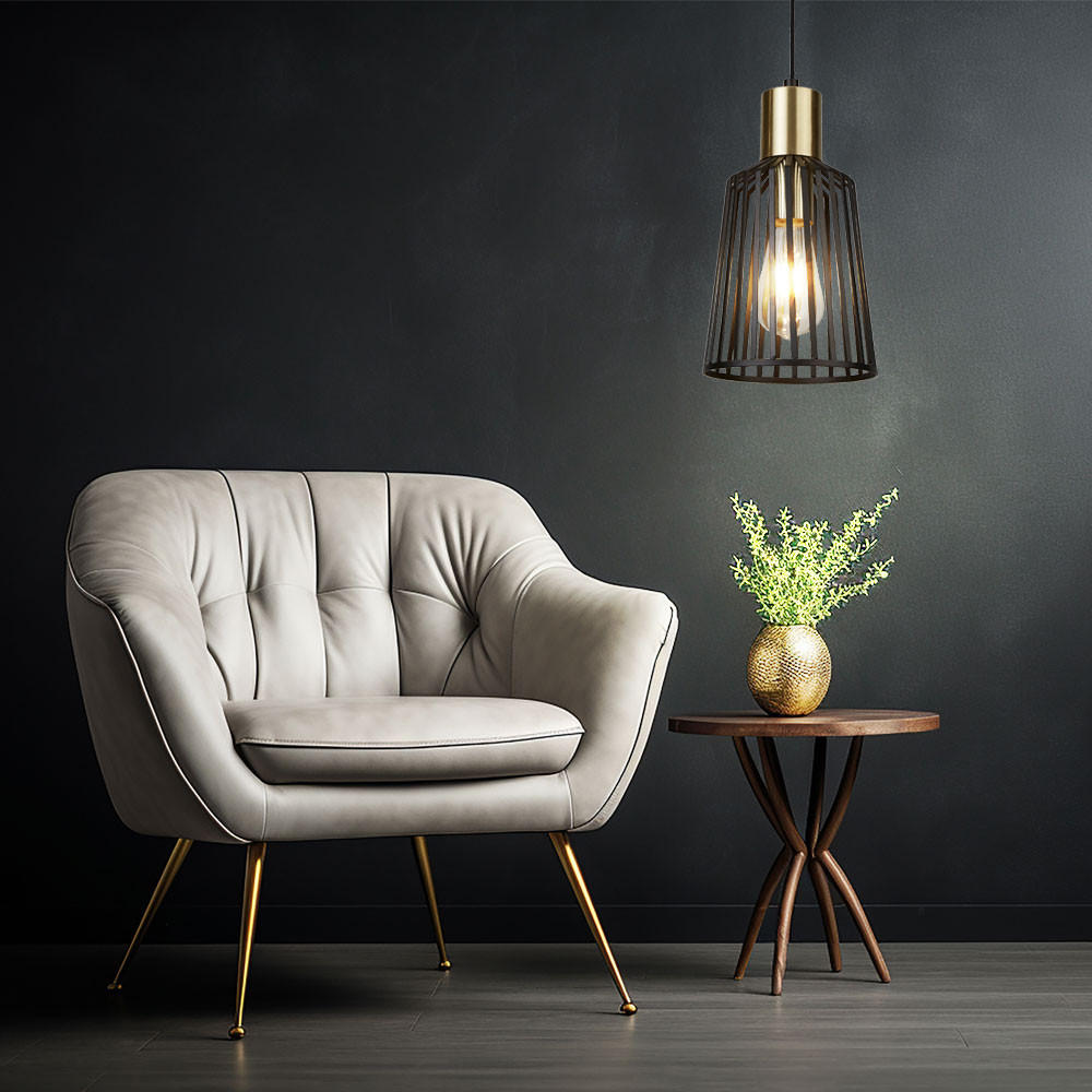 HÄNGELEUCHTE Gitteroptik Schwarz - Schwarz, Metall (16/16/156cm) - SearchLight