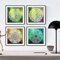 POSTER Set mit 4 Mandalas Balance 20x20cm Rahmenlos - Klar, Papier (20/3cm) - Nacnic