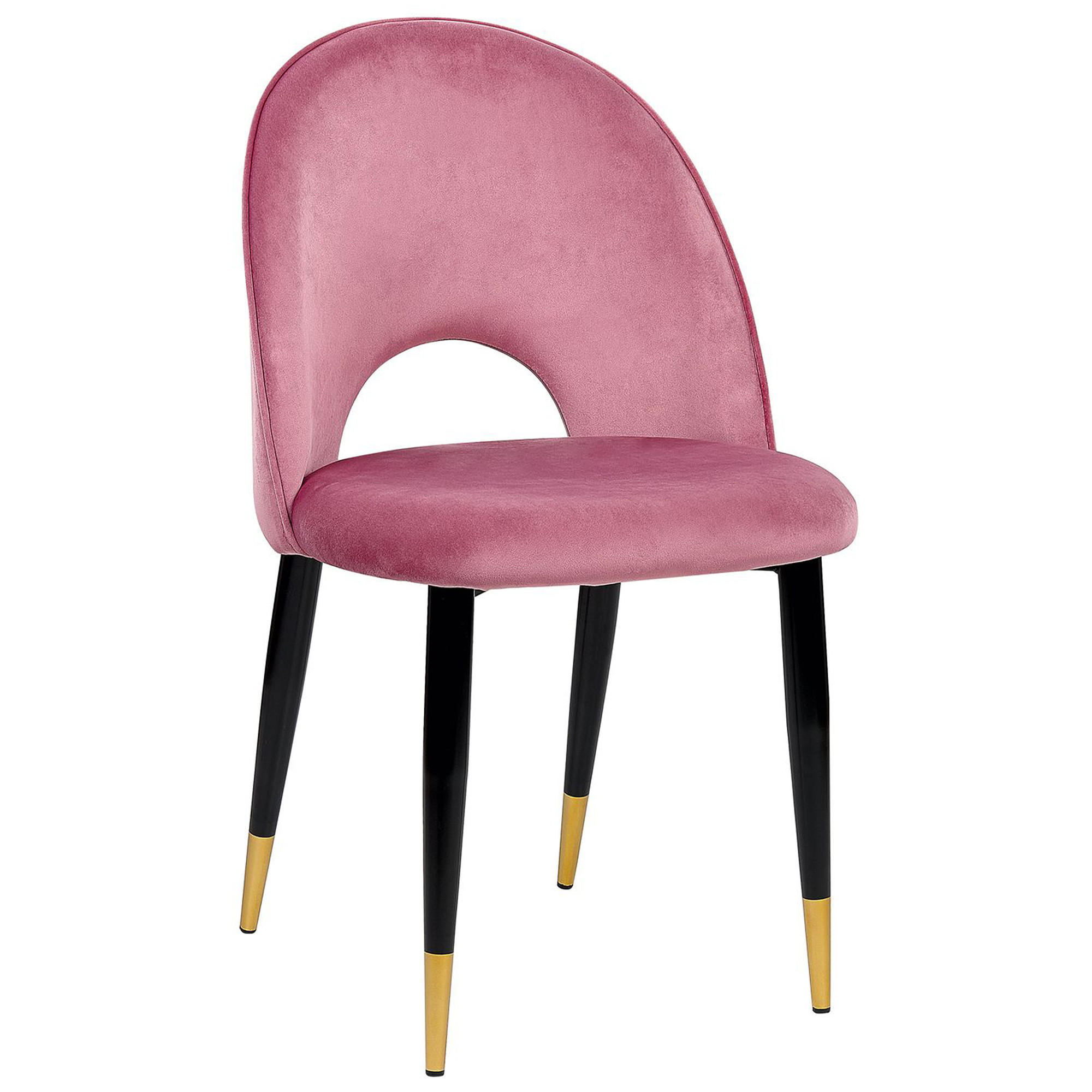 ESSZIMMERSTUHL 2er-Set Samtstoff Rosa Magalia - Pink, Textil/Metall (47/84/45cm) - Beliani