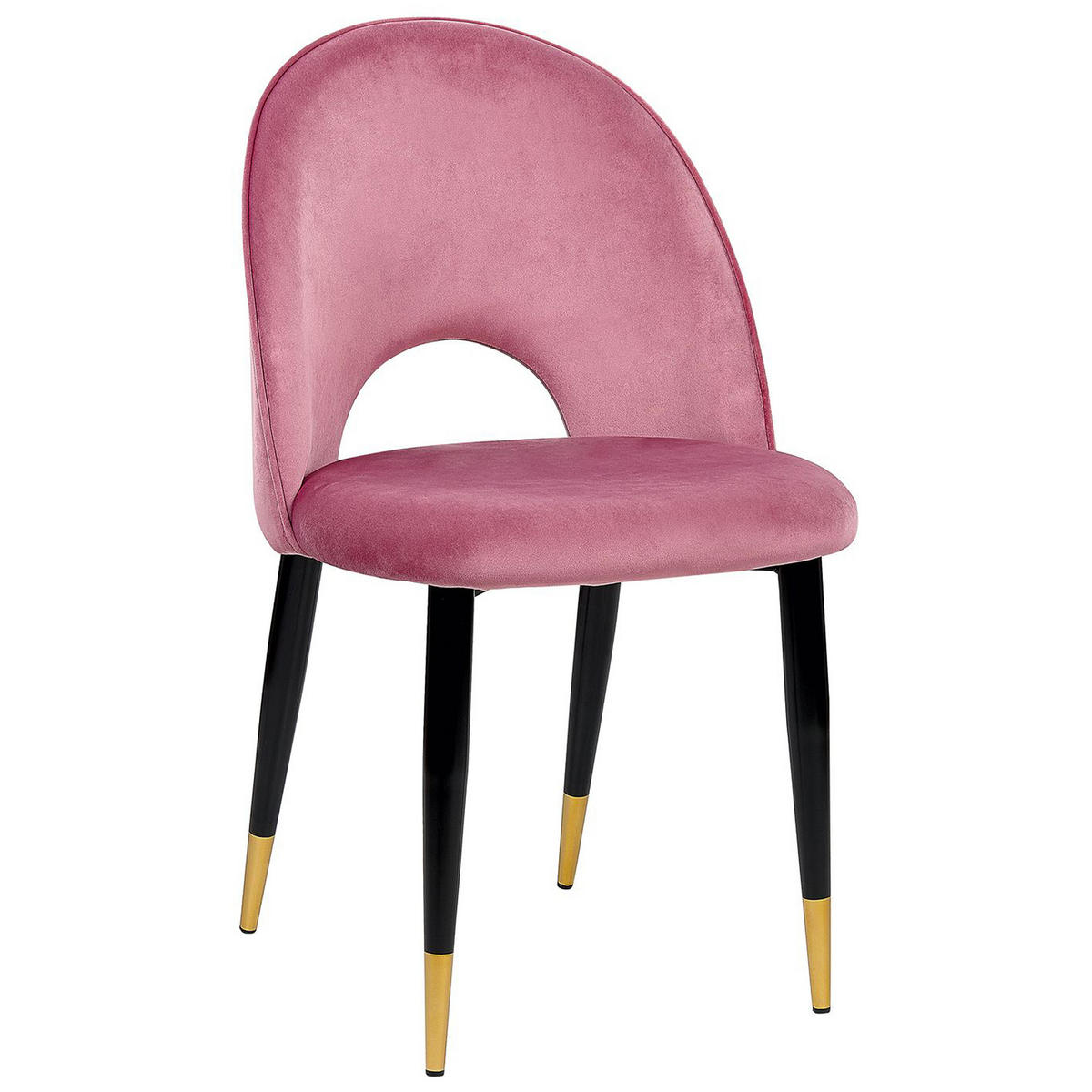 ESSZIMMERSTUHL 2er-Set Samtstoff Rosa Magalia - Pink, Textil/Metall (47/84/45cm) - Beliani