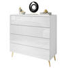 KOMMODE AURA PUSH OPEN mit Schubladen Beinfarbe – Gold - Goldfarben/Weiß, Holzwerkstoff (95/90/40cm) - Lookway