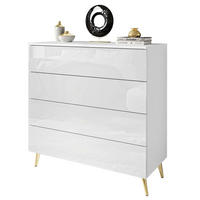 KOMMODE AURA PUSH OPEN mit Schubladen Beinfarbe – Gold - Goldfarben/Weiß, Holzwerkstoff (95/90/40cm) - Lookway