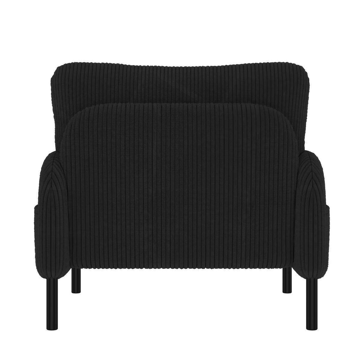 SESSEL Cord Schwarz mit Seitentasche - Schwarz, Textil/Metall (67/79/75cm) - WISHDOR